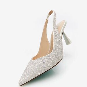 Betsey Johnson Sparkling White Heels